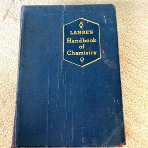 1949 Lange’s Handbook of Chemistry. Collectible almost antique 7th edition